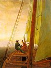 Caspar David Friedrich Canvas Paintings - On board a Sailing Ship